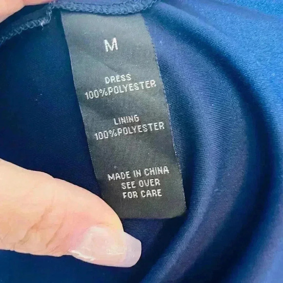 BCX DRESS Size M Womens Blue Lined Tie front Pullover 3/4 sleeve tunic - Picture 9 of 11